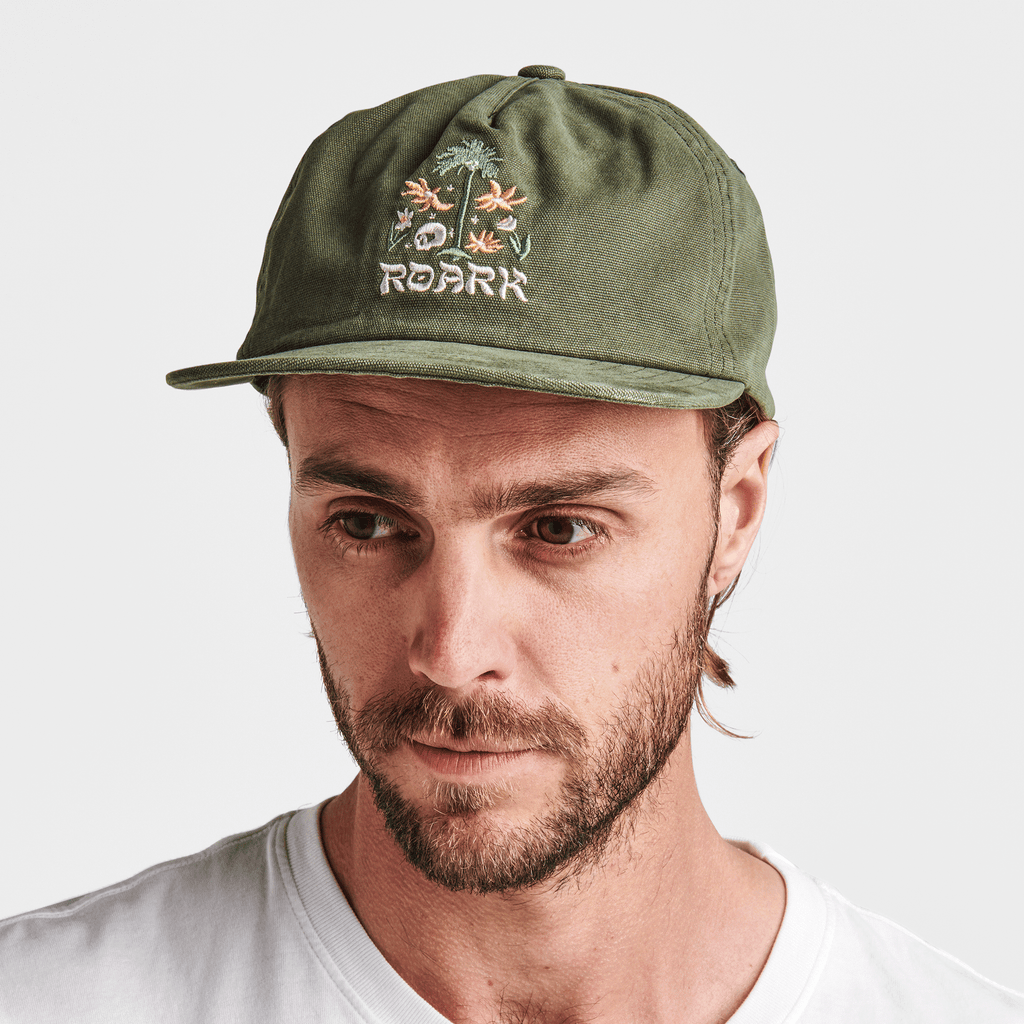 The on body view of Roark's Atoll 5 Panel Snapback Hat - Dark Military Big Image - 2