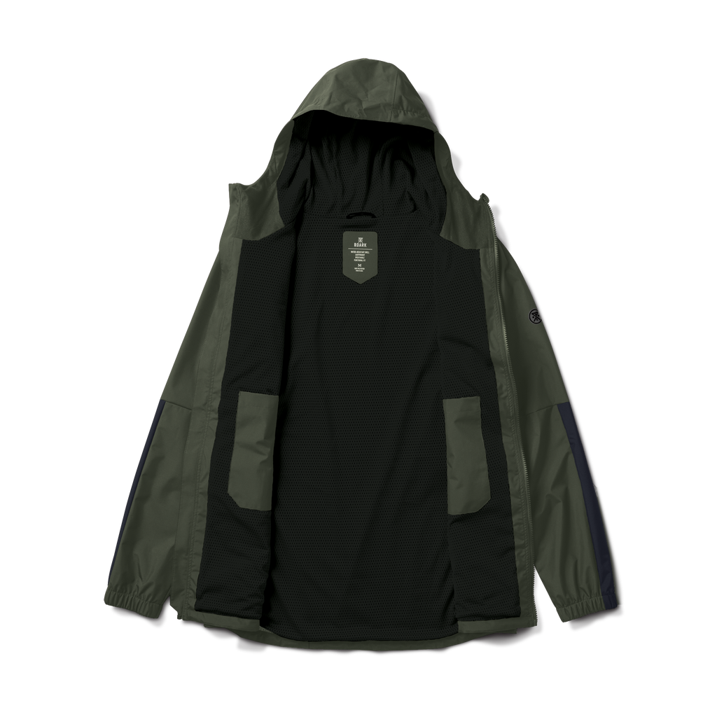 Roark Men's Outdoor Clothing and Gear | The Cascade Rain Shell Jacket in Dark Military Big Image - 10