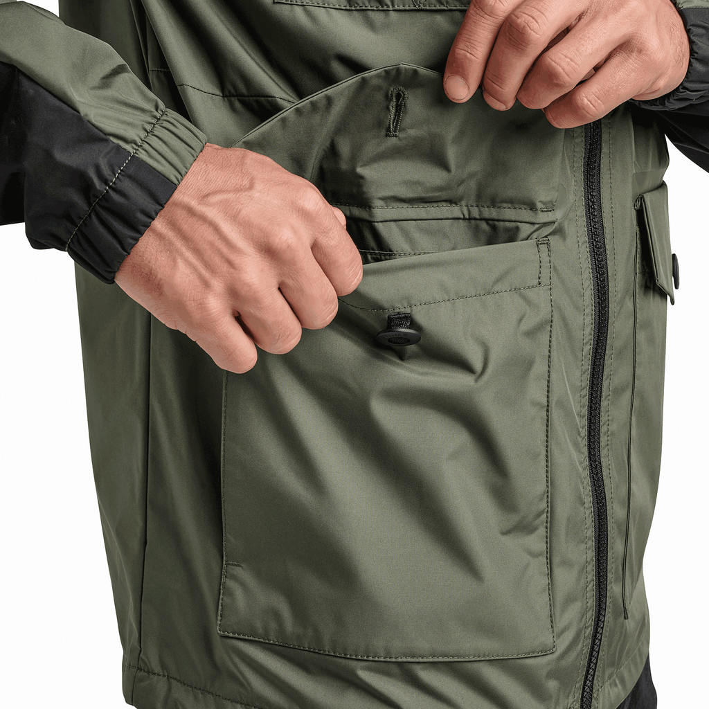 Roark Men's Outdoor Clothing and Gear | The Cascade Rain Shell Jacket in Dark Military Big Image - 5