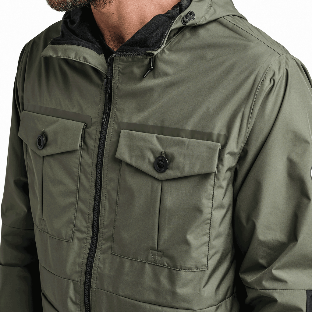Roark Men's Outdoor Clothing and Gear | The Cascade Rain Shell Jacket in Dark Military Big Image - 6