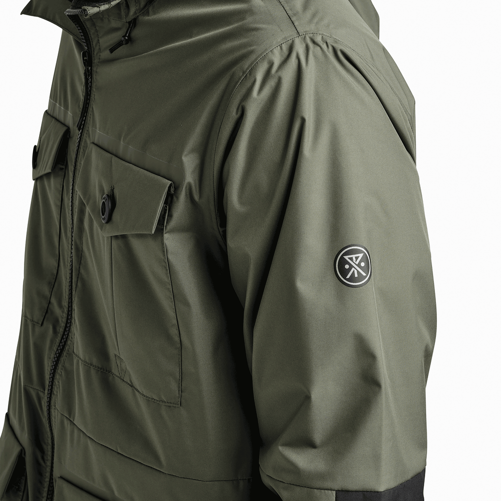 Roark Men's Outdoor Clothing and Gear | The Cascade Rain Shell Jacket in Dark Military Big Image - 8