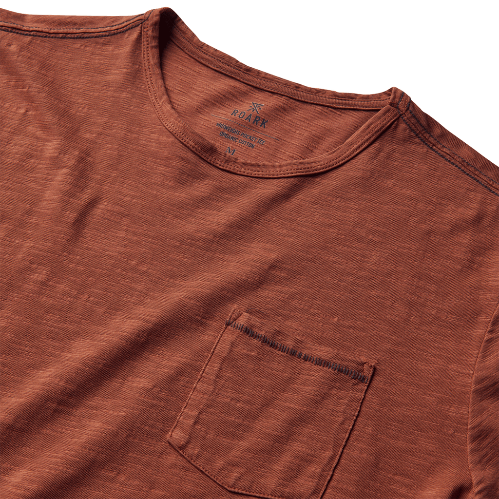 The neckline view of Roark's Well Worn Midweight Organic Knit - Russet Big Image - 7