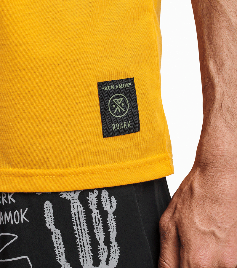 Roark Men's Athletic Tee Mathis Short Sleeve Knit in Gold. Big Image - 6