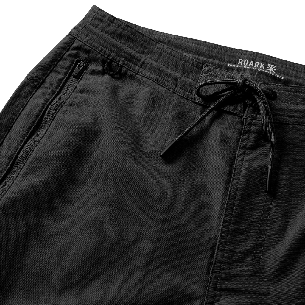The drawstring and zipper pockets of Roark's Layover Relaxed 2.0 Pants - Black Big Image - 3