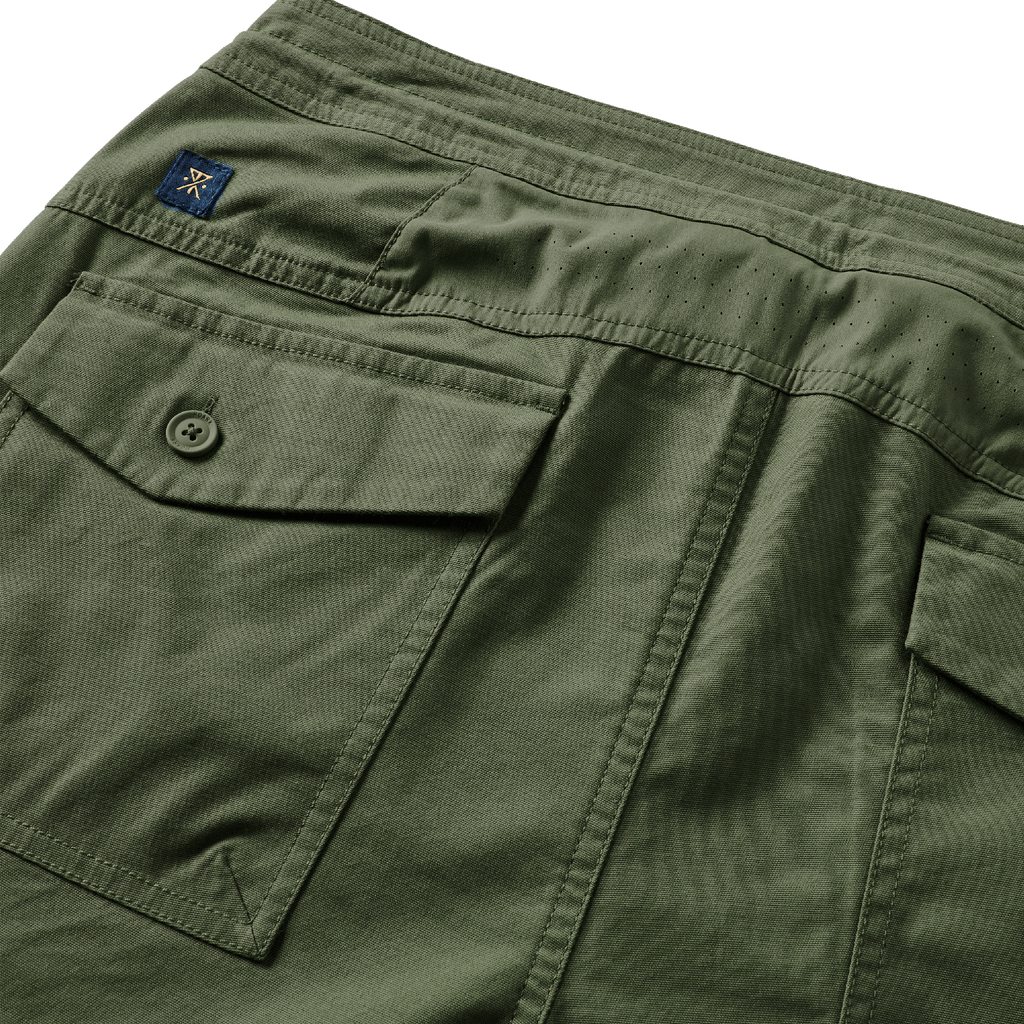 The back vent, pockets, and logo of Roark's Layover Relaxed Fit 2.0 Pants - Military Big Image - 4