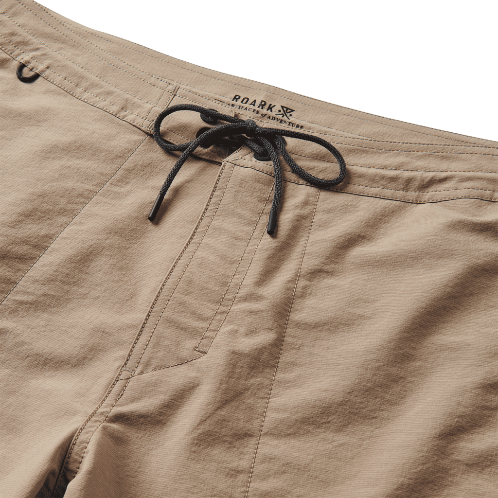 The front drawstring of Roark's Layover Trail Shorts - Beach Big Image - 8