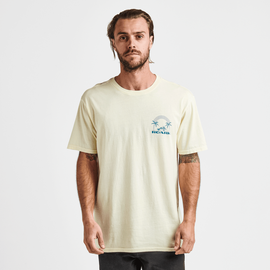 The on body view of Roark's Paradise Mineral Wash Premium Tee - Yellow Big Image - 2