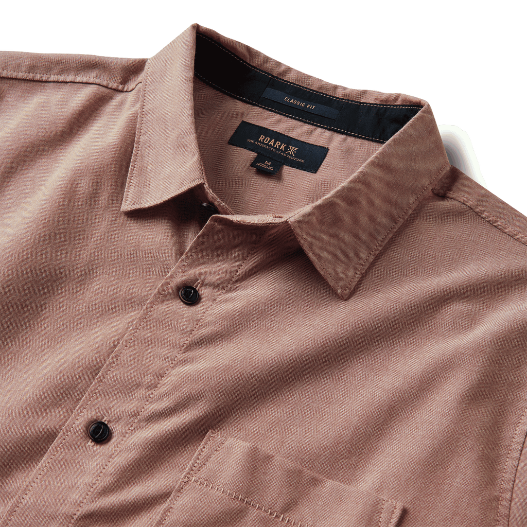 The collar of Roark's Well Worn Oxford Shirt - Russet Big Image - 7