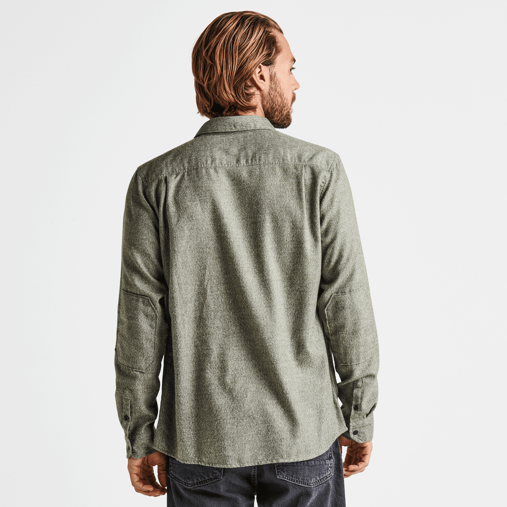 The on body view of Roark's Nordsman Light Long Sleeve Flannel - Military Big Image - 4