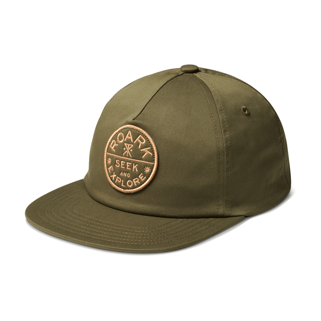 The front, angled view of Roark men's Layover Strapback Hat - Military Big Image - 6