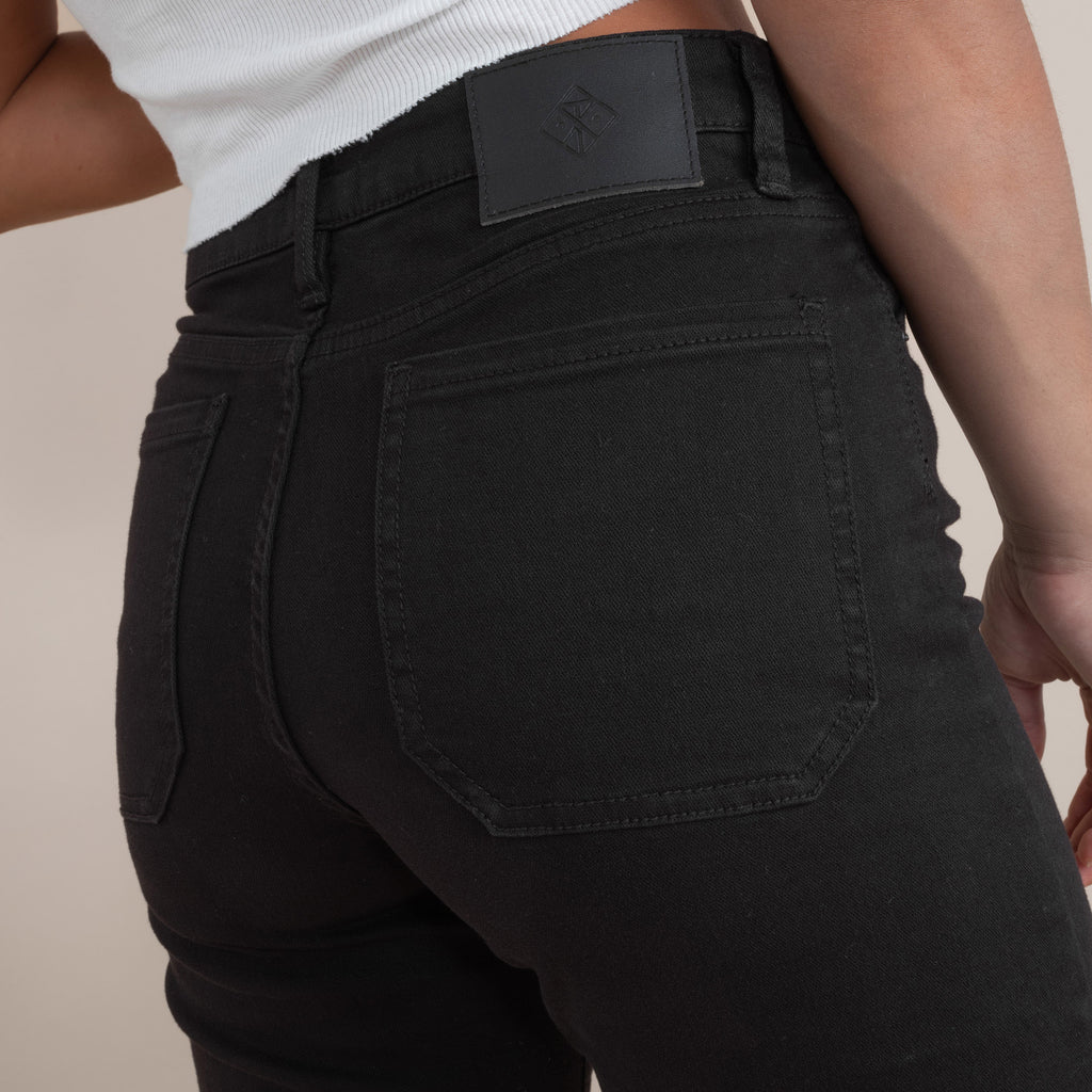 The on body view of Roark's HWY 395 Denim Jeans - Black for women. Big Image - 13