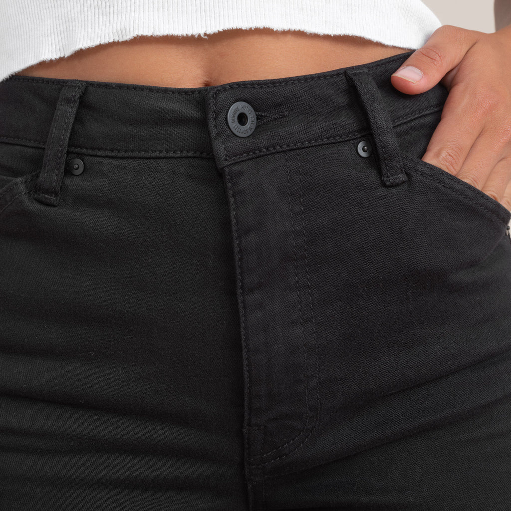 The on body view of Roark's HWY 395 Denim Jeans - Black for women. Big Image - 14
