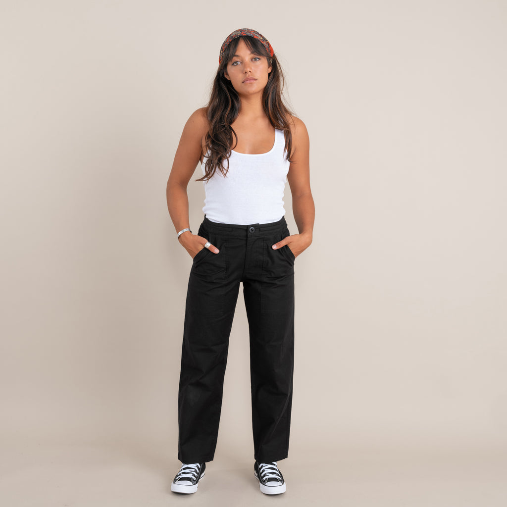 The on body view of Roark's Layover Pants for women. Big Image - 3