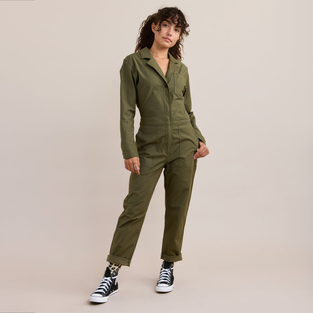 The full body view of Roark's Layover Jumpsuit Romper - Military Big Image - 7