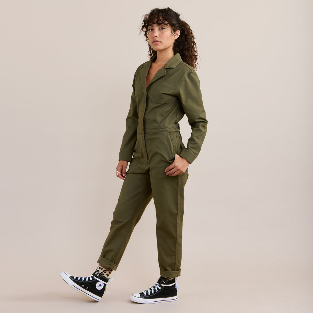 The full body view of Roark's Layover Jumpsuit Romper - Military Big Image - 6